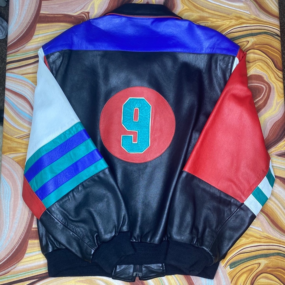 Vintage 9 Ball Leather Jacket 90’s Seinfeld Color - Picture 1 of 9